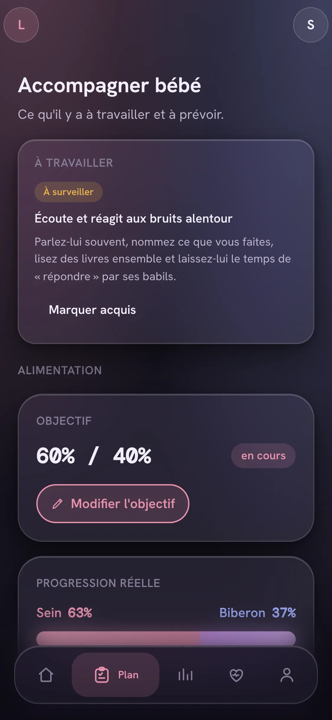 ark.baby — Plan de transition sein vers biberon et focus développement