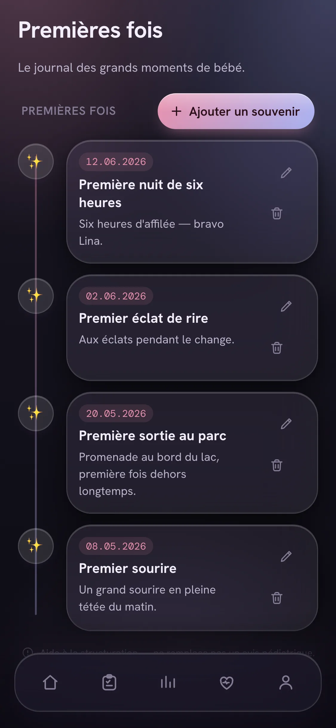 ark.baby — Journal des premières fois