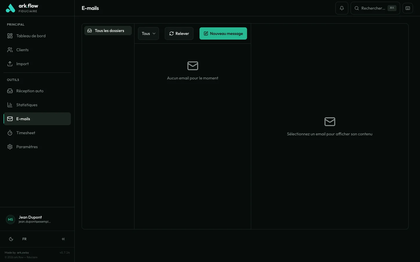ark.flow fiduciaire — Messagerie intégrée avec IMAP