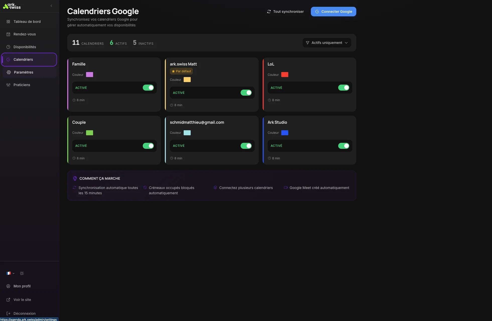 ark.plan - Calendriers Google