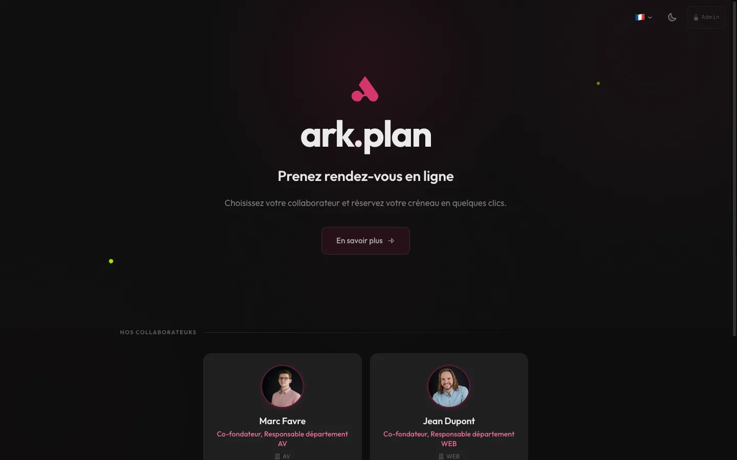 ark.plan — Page d'accueil avec praticiens