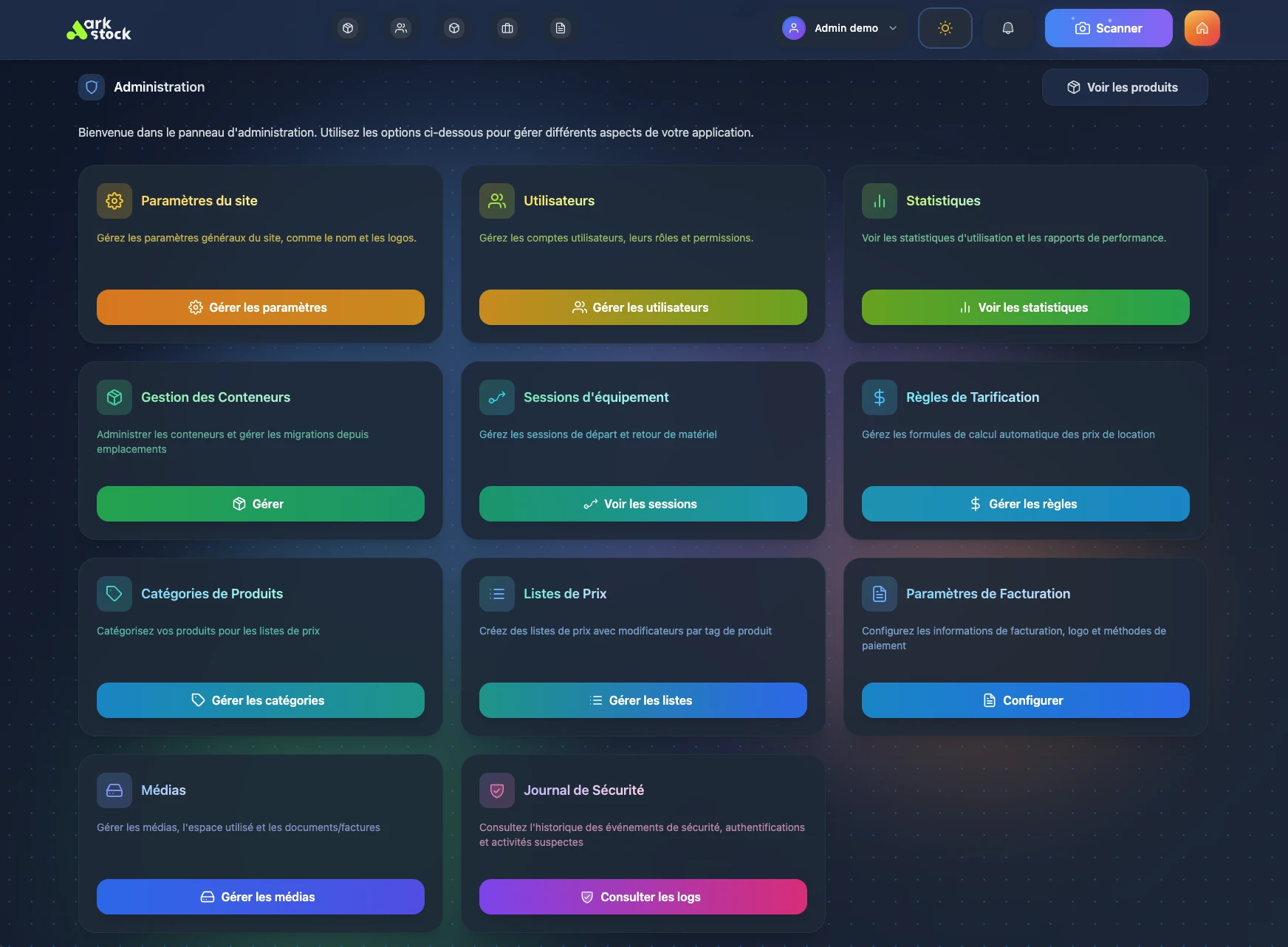 ark.stock - Administration