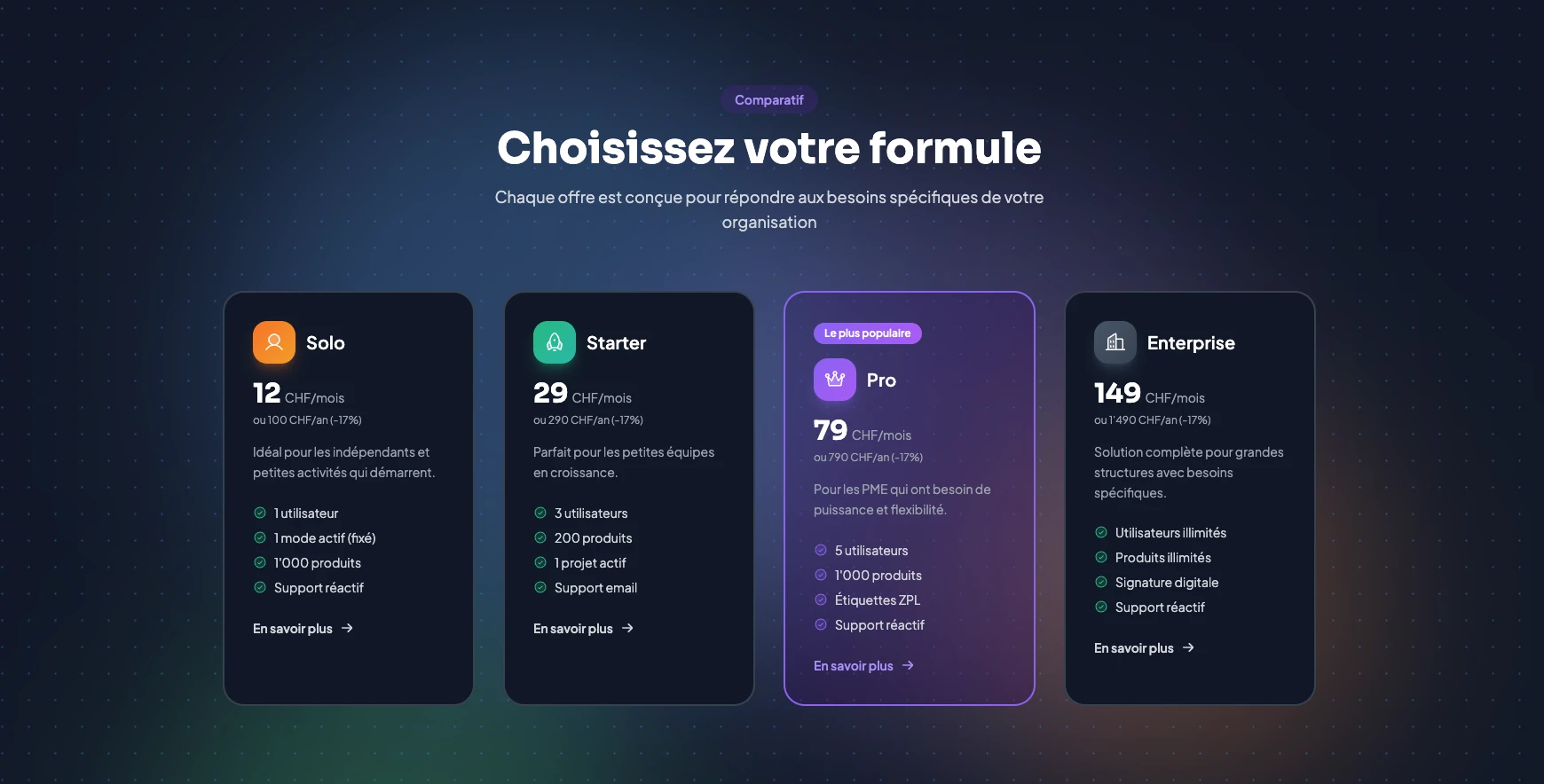 ark.stock - Formules & tarifs