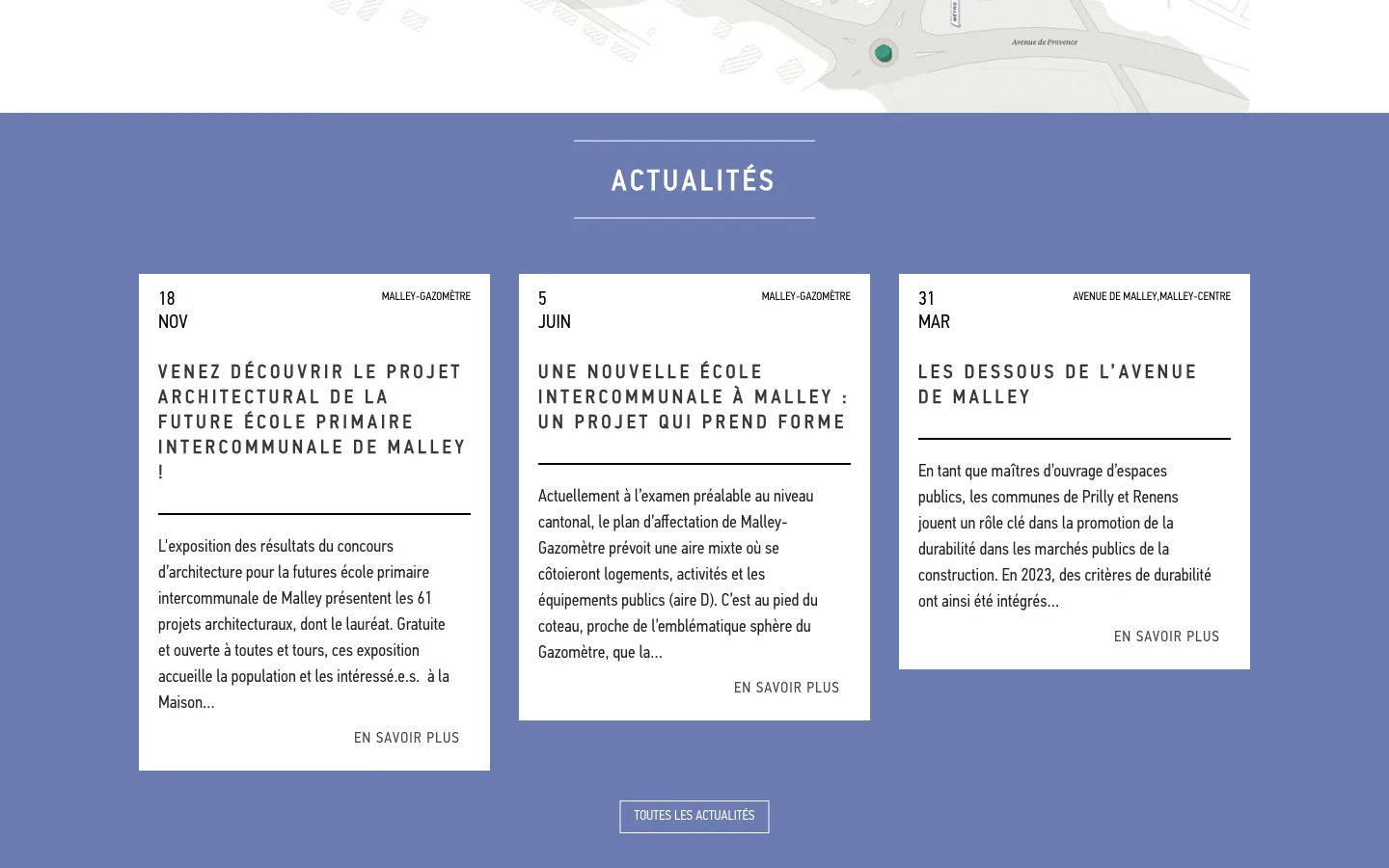 Malley Centre - Navigation secteurs