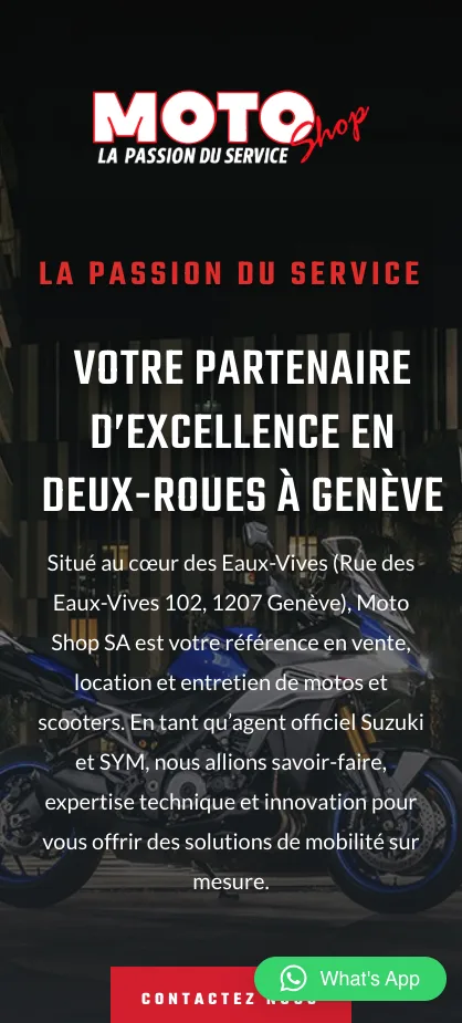 Moto Shop - Accueil sur mobile