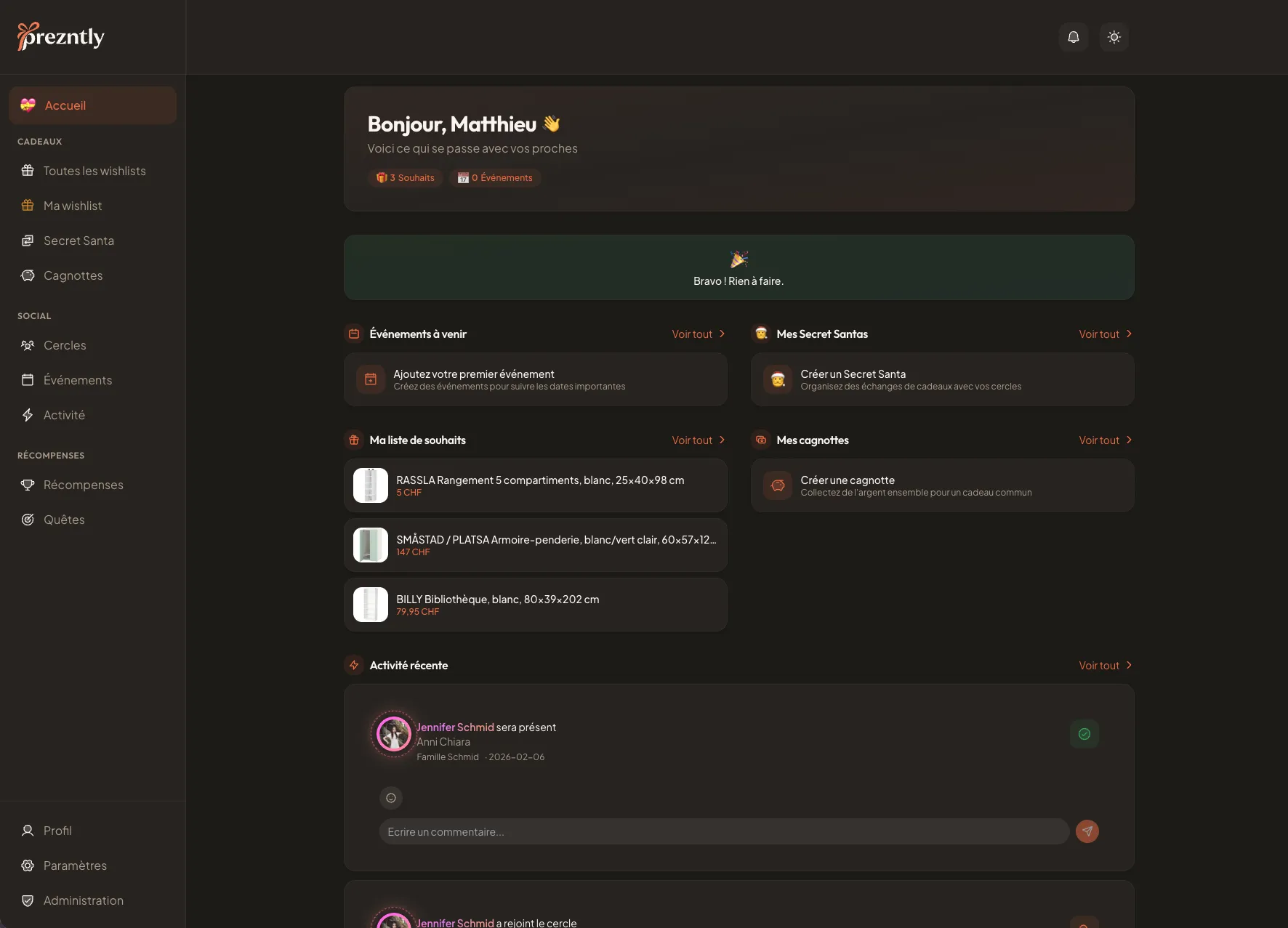 Prezntly - Accueil app